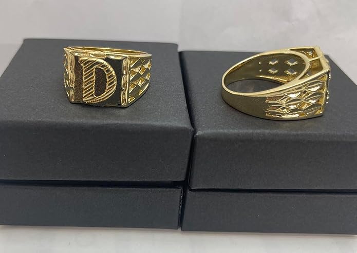 Nugget Style Initial Letter Ring, A-Z, 18K Gold Plated, Non Tarnish