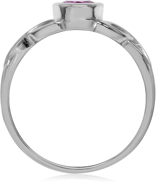 Silvershake 7x5MM Oval Shape Birthstone Gemstone White Gold Plated or 18K Yellow Gold Plated 925 Sterling Silver Triquetra Trinity Celtic Knot Solitaire Ring Jewelry for Women