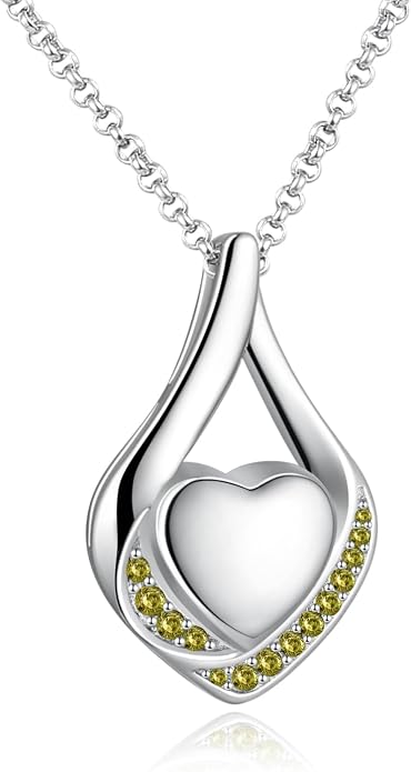 Cremation Jewelry 925 Sterling Silver Teardrop Urn Necklace for Ashes Heart Shape Memorial Keepsake Pendant for Human Ashes for Women Gift