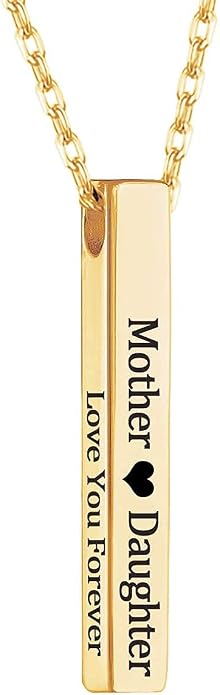 MeMoShe Custom Name Necklace Personalized 3D Engraved Bar 18K Gold Plated Customized Name Jewelry with Adjustable Chain Charm Birthday Gifts for Women Men