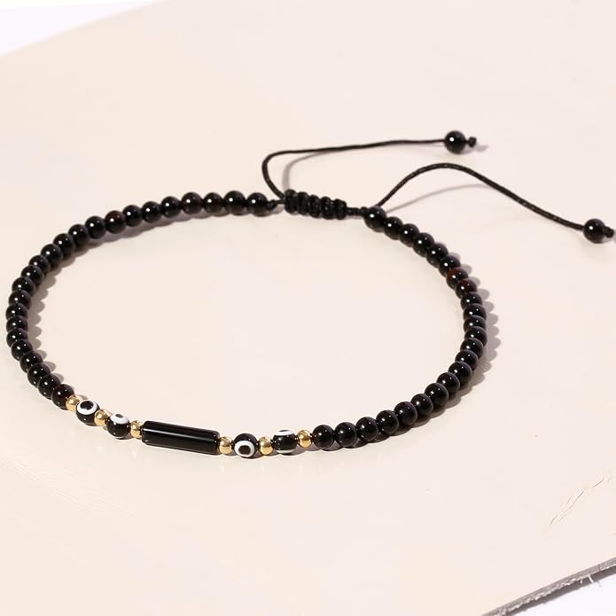 Spiritual Agate Evil Eye Beaded Anklet Protection Beach Jewelry