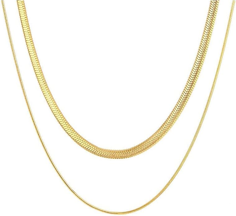 Natural Freshwater Baroque Pearl Necklace 14K Gold Plated Dainty Choker Necklace for Women Girls Snake Chain/Cuban Link/Paperclip/Ball Beaded Chain/Tennis Chain Fashion Jewelry for Gift