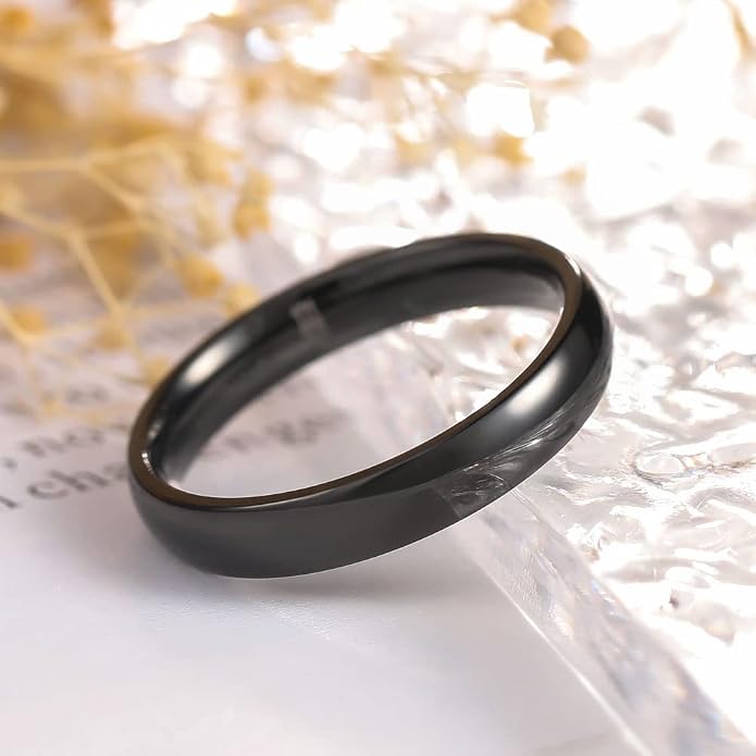 THREE KEYS JEWELRY 2mm 4mm 6mm 8mm Titanium Wedding Band for Men Women, Classic Domed & Step Edge High Polished Comfort Fit Anniversary Ring, Size 4-15