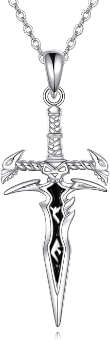VONALA Gothic Necklace 925 Sterling Silver Punk Dagger/Thor Hammer/Arrowhead Wolf/Lion/Tree of Life Urn Pendant Necklace Viking Amulet Pagan Jewelry Gifts for Women Men Unsex