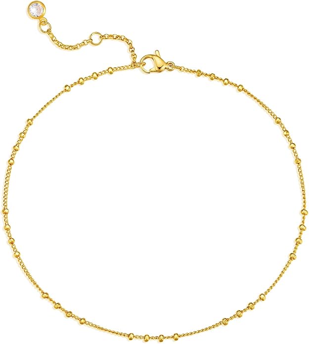 MEVECCO Anklet for Women Gold Chain 14K Gold Plated Dainty Boho Beach Summer Simple Foot Jewelry Ankle Bracelet