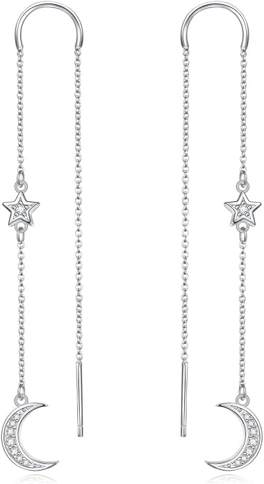 Threader Earrings Triangle Earrings Sterling Silver Created Opal Dangle Drop Long Chain Earring for Women Thread Earrings