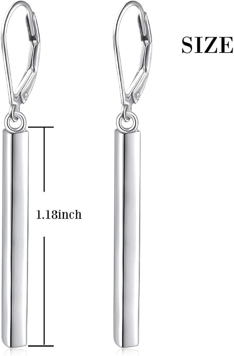 S925 Sterling Silver Vertical Drop Dangle Earrings Gift for Women Teenage