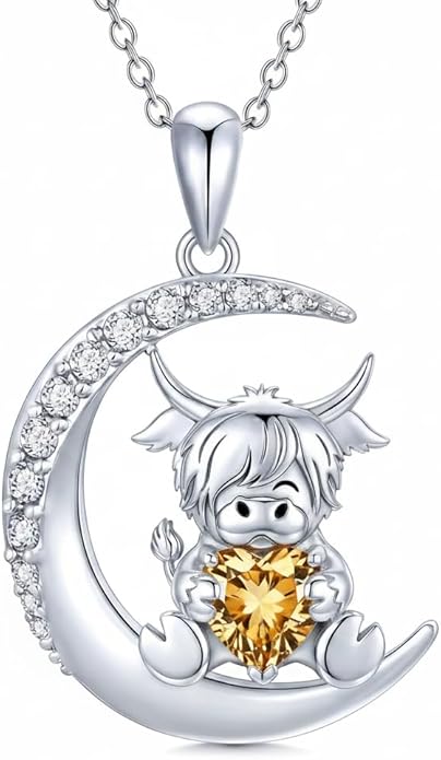 PROESS Animal Birthstone Necklace 925 Sterling Silver Otter/Axolotl/Hippo/Elephant/Dachshund/Monkey/Red Panda Pendant Necklace Animal Birthstone Jewelry Gifts for Women