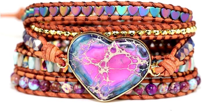 Women Wrap Bracelets Boho Natural Stone Jasper Turquoises Strand Bracelet Jewelry Collection
