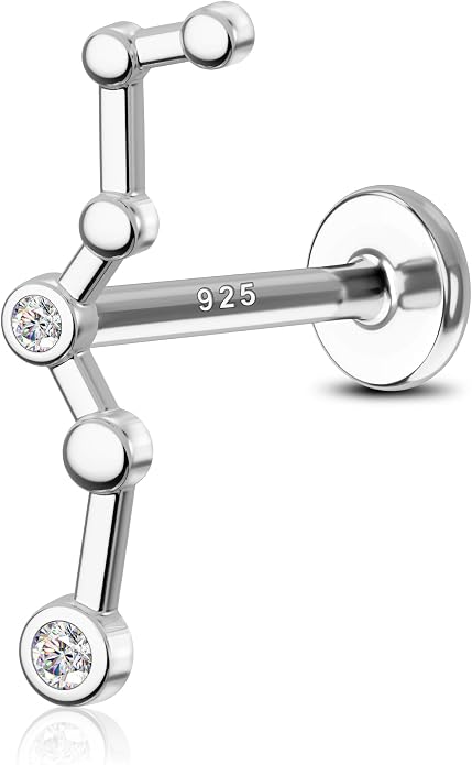 COCHARM 925 Sterling Silver Cartilage Helix Earring Stud 16g 6mm 8mm Flat Back Helix Piercing Jewelry Constellation Cartilage Jewelry for Women Man