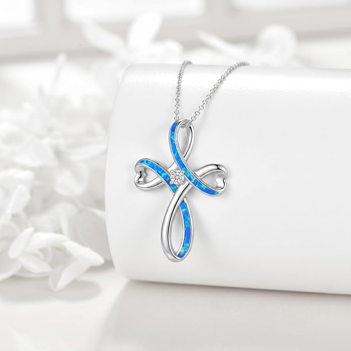 PELOVNY Celtic Knot Necklaces for Women 925 Sterling Silver Gemstone/Birthstone Teardrop Infinity Necklace Irish Celtic Pendant Jewelry Gifts for Mom Daughter Wife