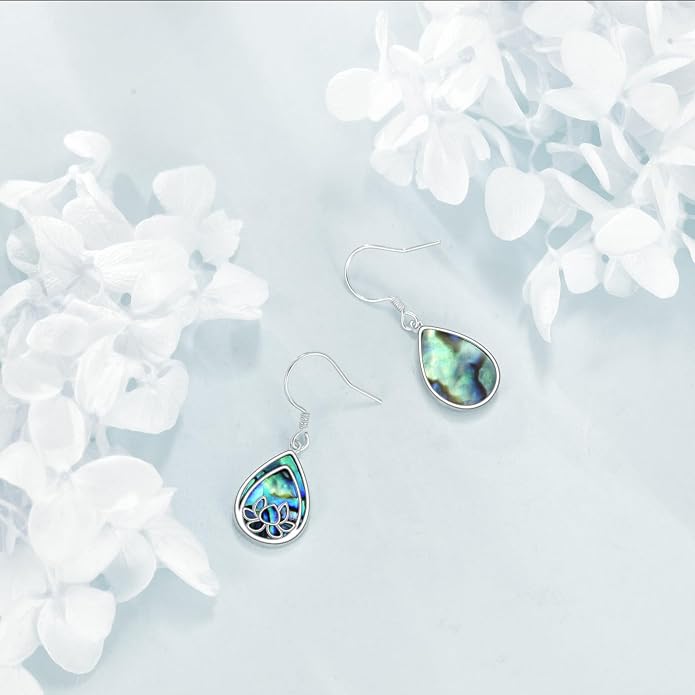 TIGER RIDER Abalone Shell 925 Sterling Silver Dangle Earrings Lightweight Filigree Dangle Drop Earrings for Women
