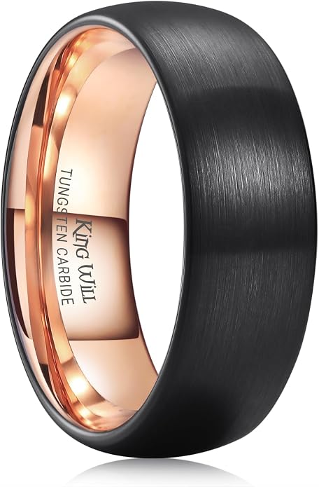 King Will Wedding Band for Men Women, 2/4/6/7/8mm Domed Matte Brushed Tungsten Carbide Rings, Solid/Dual Color Engagement Rings, Comfort Fit