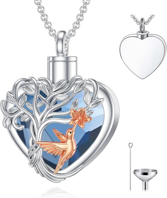 PELOVNY Urn Necklaces for Ashes of Loved Ones 925 Sterling Silver Personalized Heart Locket Urn Necklace Cremation Keepsake Memorial Jewelry Gifts for Women Men