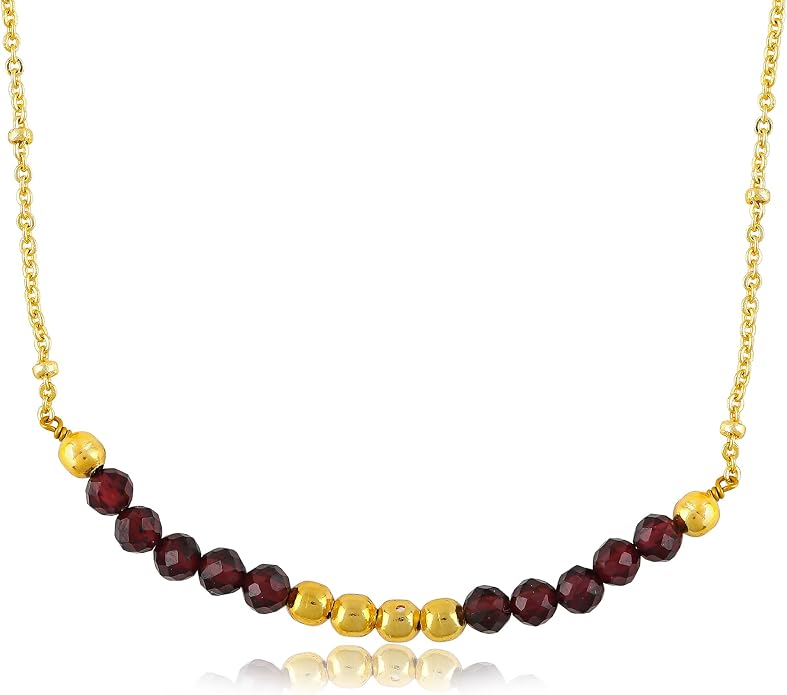 Satellite Chain Necklace 16+2 Inch Gold Plated – Dainty Layering Jewelry with Gemstone Beads – Minimalist Choker Necklace for Women – Delicate Gift for Her