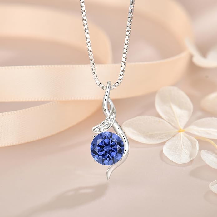 Women‘s Birthstone Pendant Necklace S925 Sterling Silver Imitation Diamond Infinity Necklace Jewelry Gift for Her