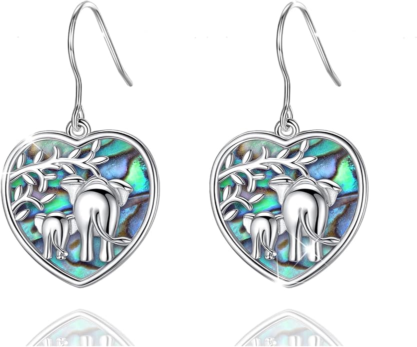 AEONSLOVE Elephant Sterling Silver Earrings, Elephant Jewelry for Women, Mother's Day Gift