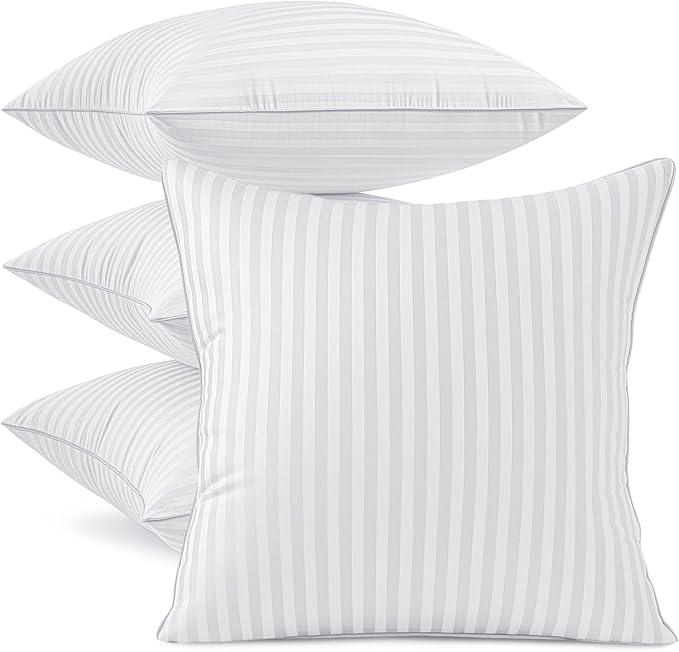 MIULEE 18x18 Throw Pillow Inserts Set of 4, 100% Virgin Microfiber Filling | Firm and Fluffy Decorative Pillows for Couch Sofa Bed, Cotton Cover Pillow