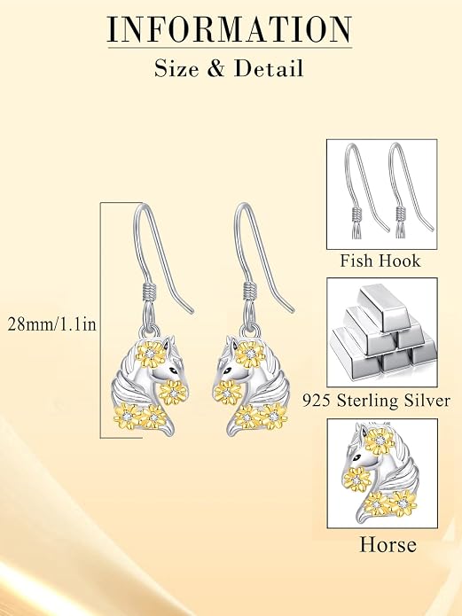 Dreamboat Cute Animal Dangle Drop Earrings for Women 925 Sterling Silver Hypoallergenic Animals Hook Earring Birthday Party Jewelry Gifts for Sensitive Ears