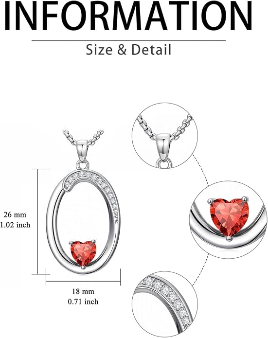 Birthday Gifts for Women Alphabet A to Z Initial Birthstone Pendant Necklaces for Women - 18k White Gold Plated Personalized Name Jewelry Anniversary Graduation Gifts for Wife Her Daughter Girlfriend(with Gift Box)