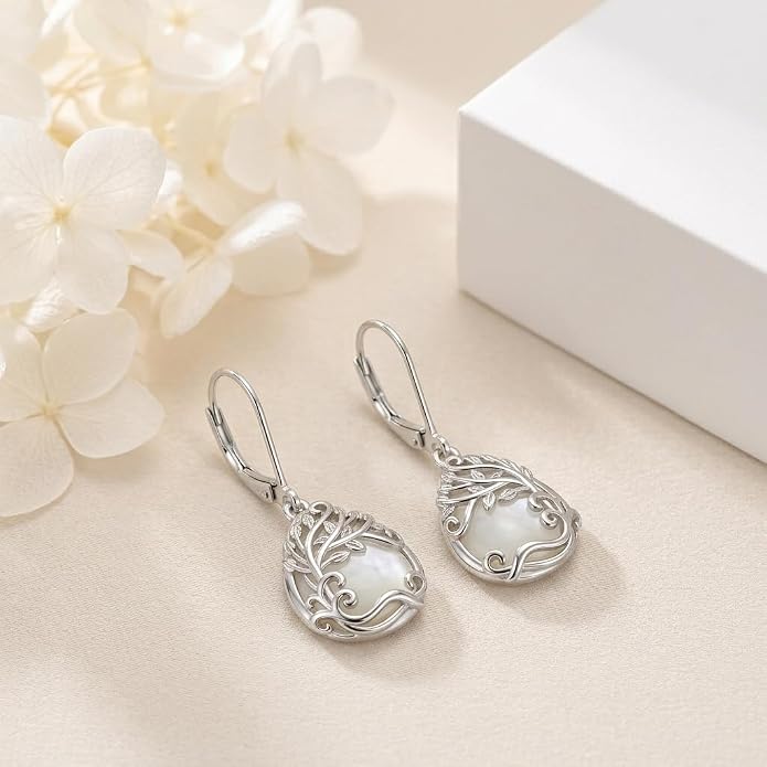 Teardrop Tree of Life/Filigree Earrings for Women Dangle Leverback Earrings Jewelry Gift Anniversary For Her