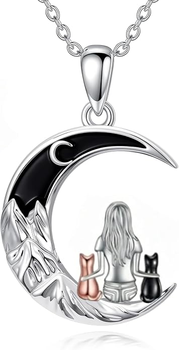 Tree of Life/Cat/Horse/Turtle/Sun/Cow Pendant Crescent Moon Necklace Anniversary Graduation Birthday for Grandma Women Wife Daughter(with Gift Box)
