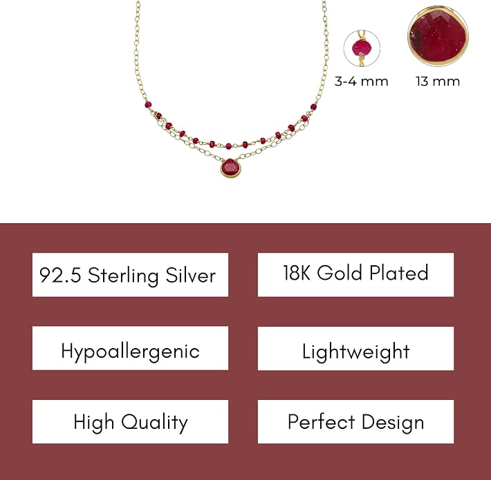 Layering Necklace for Women, Premium Layered Gold Healing Crytsal Necklaces - Tarnish Free 18K Gold Vermeil Certified S925 Classic Stack Necklace Gold Jewelry for Women - Mothers Day Gifts for Mom Wife