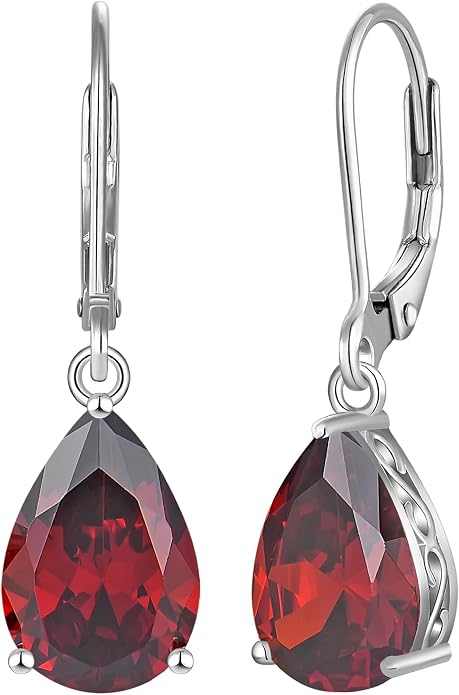 YL Solitaire Dangle Drop Earrings Teardrop Leverback Earrings Brass 8X12 MM Birthstone Jewelry for Women