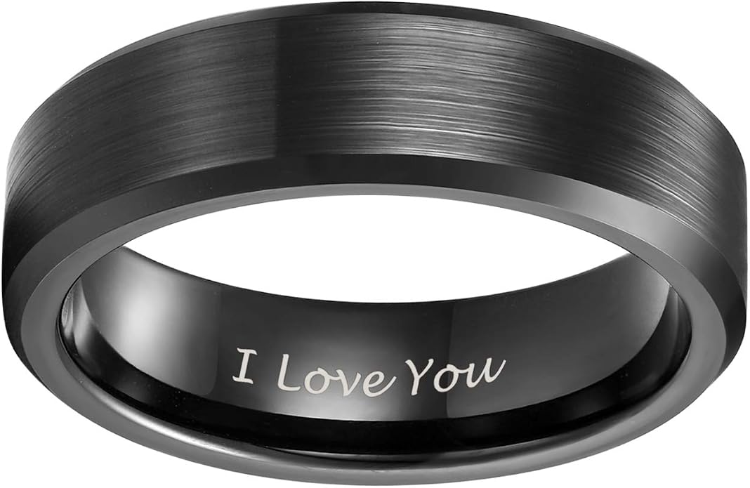TRUMIUM 2mm 4mm 6mm 8mm 10mm Tungsten Ring Wedding Band for Women Men Bevel Edges Brushed Comfort Fit Size 4-15