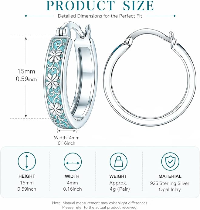 Opal/Turquoise Huggie Earrings 925 Sterling Silver Opal/Turquoise Small Animal Huggie Hoop Earrings Animal Huggies Earring Jewelry Gifts for Women Mom Her
