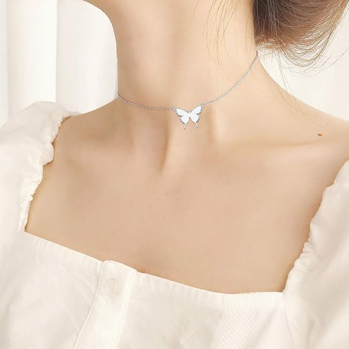 DAOCHONG S925 Sterling Silver Choker Short Necklace Pendant for Women Jewelry Gift