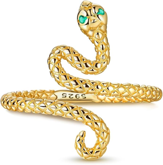 925 Sterling Silver Adjustable Open Rings for Women with Snake, Evil Eye or Bee Designs, Dainty Stackable Thumb Finger Rings, Gold Silver Ring Jewelry Gift for Mujer, Size 6-9