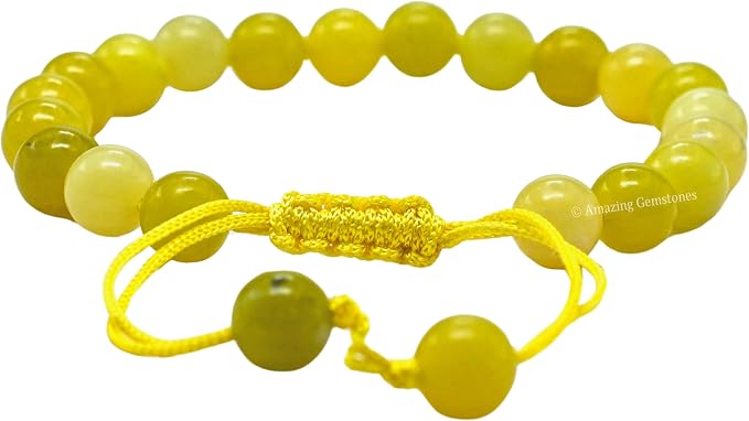 Amazing Gemstone Lemon Jade Bracelet for Women Men's Gifts - Protection Healing Crystal Bracelet - 8mm Gemstones Beaded Adjustable Bracelet Pulseras para Hombres Mujer Stocking Stuffers