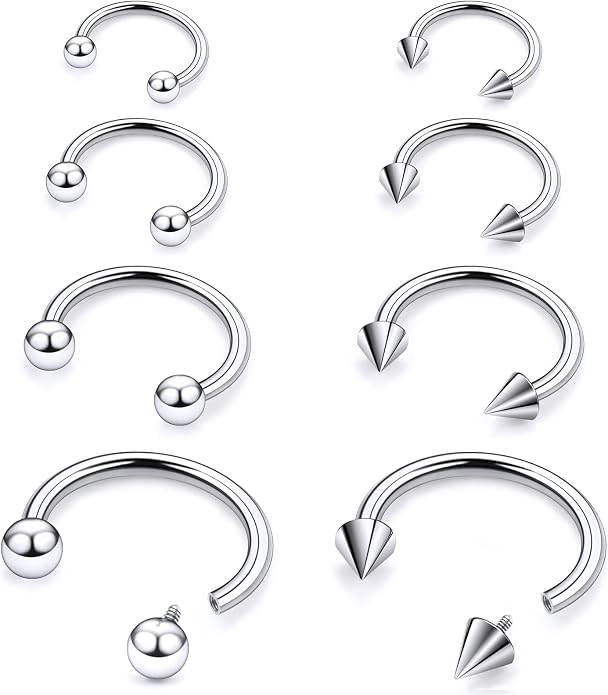 20G 18G 16G 14G 12G 8G 6G 4G 2G ASTM F136 Titanium Internal Thread Horseshoe Septum Ring Jewelry Circular Barbell Helix Snug Tragus Rook Daith Cartilage Earring Lip Ring Piercing Jewelry