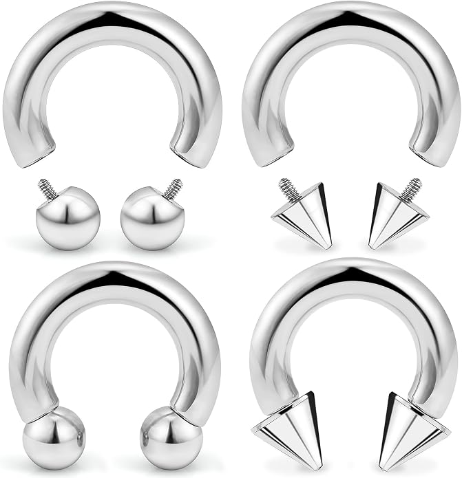 20G-00G Septum Rings horseshoes Nose Rings Hoops 316L Surgical Steel Snake Bites Lip Nipple Ring Cartilage Tragus Helix Rook Conch Daith Earrings Pa Piercing Jewelry for Women Men
