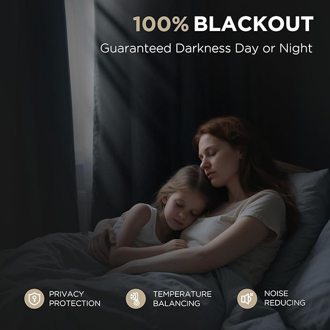 Joydeco Blackout Curtains for Bedroom - 100% Light Blocking 2 Panels Set White Drapes 42" W x 96" L, Thermal Insulated Room Darkening Curtains, Linen Textured for Living Room, Rod Pocket & Back Tabs