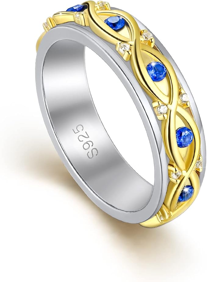 Fidget Ring Spinner Ring for Anxiety Women Men Daughter Real S925 Sterling Silver Fidget Ring