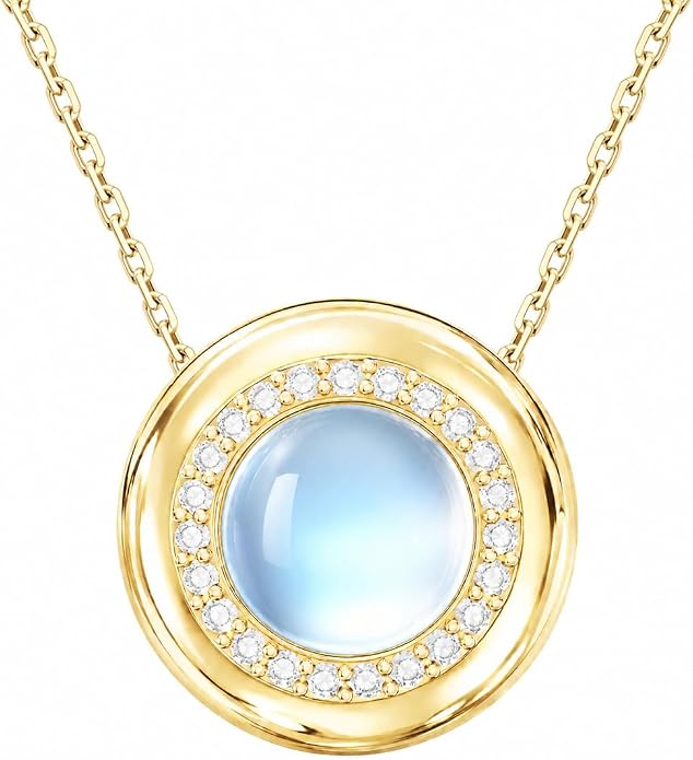 Birthstone / Tigers Eye / Opal / Moomstone Necklace for Women, Sterling Silver Tiger Eye Stone Necklace with 16K Gold Plated and 5A CZ, Dainty Statement Healing Natural Gemstone Jewelry Christmas Gift for Women on Birthday Anniversary Christmas for Wif...