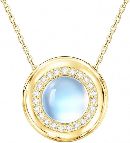 Birthstone / Tigers Eye / Opal / Moomstone Necklace for Women, Sterling Silver Tiger Eye Stone Necklace with 16K Gold Plated and 5A CZ, Dainty Statement Healing Natural Gemstone Jewelry Christmas Gift for Women on Birthday Anniversary Christmas for Wif...