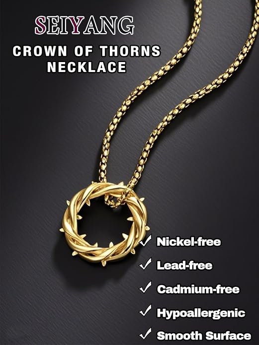 Seiyang Crown of Thorns Necklace 925 Sterling Silver Crown Pendant Amulet Jewelry Gifts (with Gift Box)