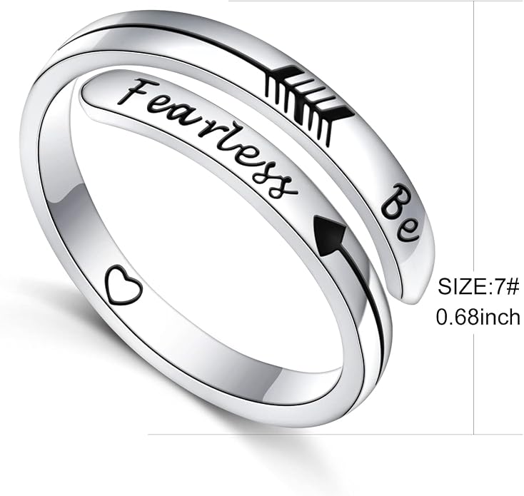 Ladytree Adjustable Inspirational Rings 925 Sterling Silver Stacking Wrap Spiral Twist Statement Band Encouragement Birthday Gift for Women Men