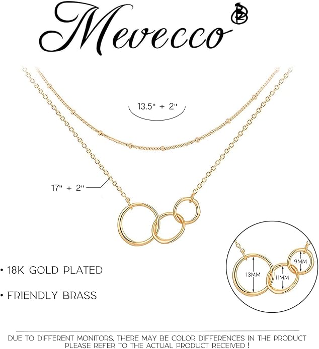 MEVECCO Layered Heart Necklace Pendant Handmade 18k Gold Plated Dainty Gold Choker Arrow Bar Layering Long Necklace for Women