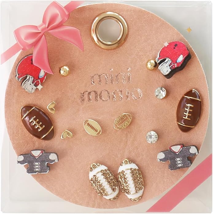 Sports Earring Set for Women Multi Pairs Assorted Multipack - Stud Earrings Jewelry Gift for Sports Mom Football, Baseball, Basketball, Soccer Team