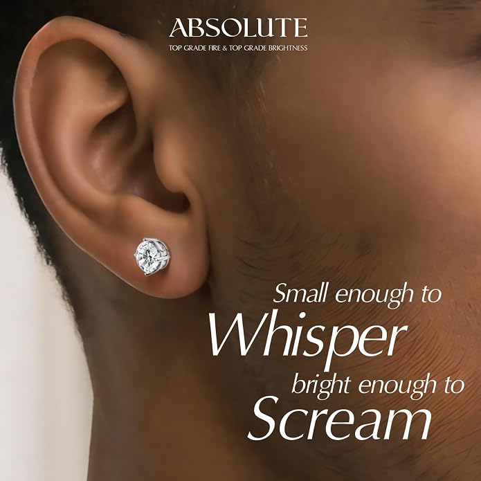 Moissanite Earrings, Hypoallergenic Flat Back Earrings for Women Men, Screw On Studs 925 Sterling Sliver Cartilage Earring for Sensitive Ears 4mm Short Post