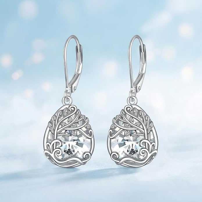 Teardrop Tree of Life/Filigree Earrings for Women Dangle Leverback Earrings Jewelry Gift Anniversary For Her