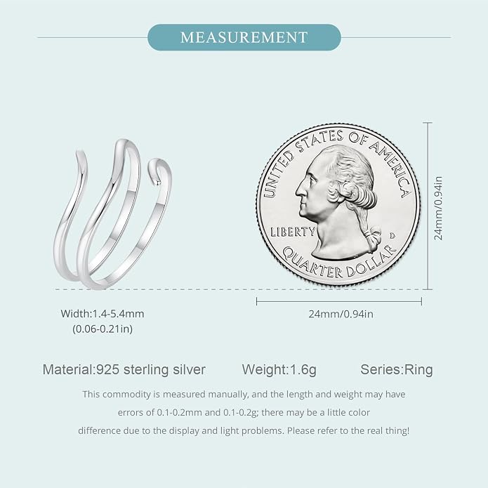 MUNDELL 925 Sterling Silver Simple Multi-layer Leaf Adjustable Ring Green Lucky Leaves Statement Ring for Women Promise Ring Fine Jewelry