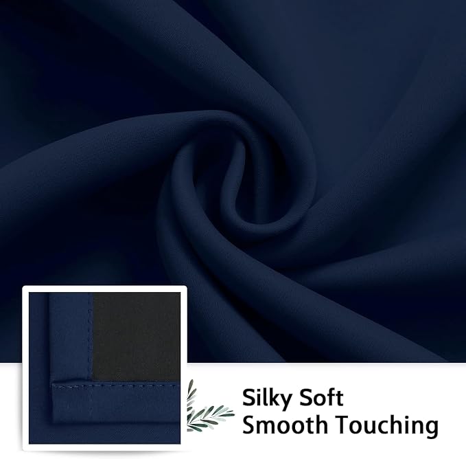 SimpleHome Navy Blue 100% Blackout Curtains Room Darkening Living Room 84 | Curtains for Bedroom,Thermal Insulated Grommet Window Drapes,Curtains for Living Room with Black Back,38 x 84 Inch,2 Panels