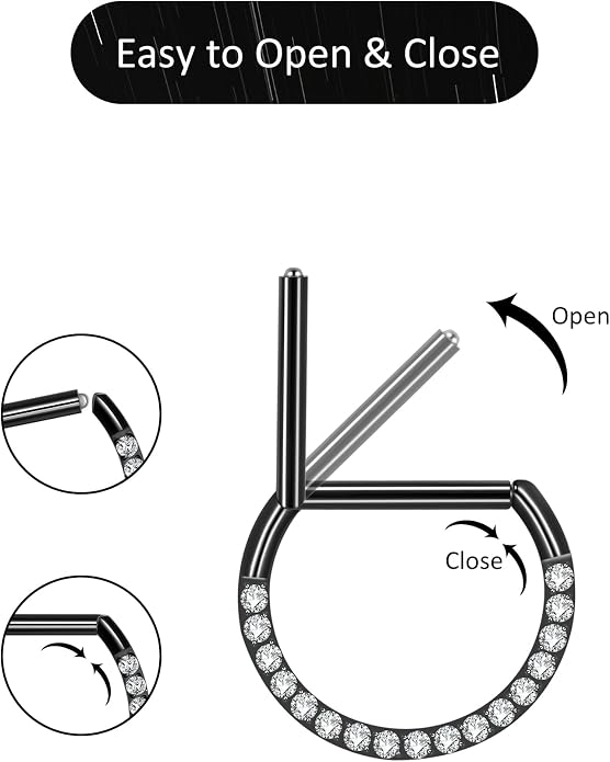 Oveta Titanium D Shaped Nipple Rings 14G for Nipple Piercing Jewelry Higned Segment Clicker Ring Hoops 11mm 12mm 14mm for Women Men, Silver Gold Black, 2PCS