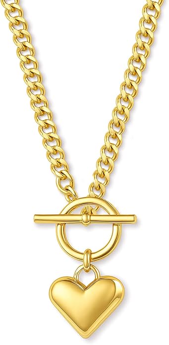 Zeffy Cute Heart Necklace 18k Gold/Silver Plated Tiny Heart Pendant Choker Necklaces Gold Love Heart Chain Necklace for Women Dainty Gold Jewelry Valentines Day Gifts for Women Girls Teen Girls