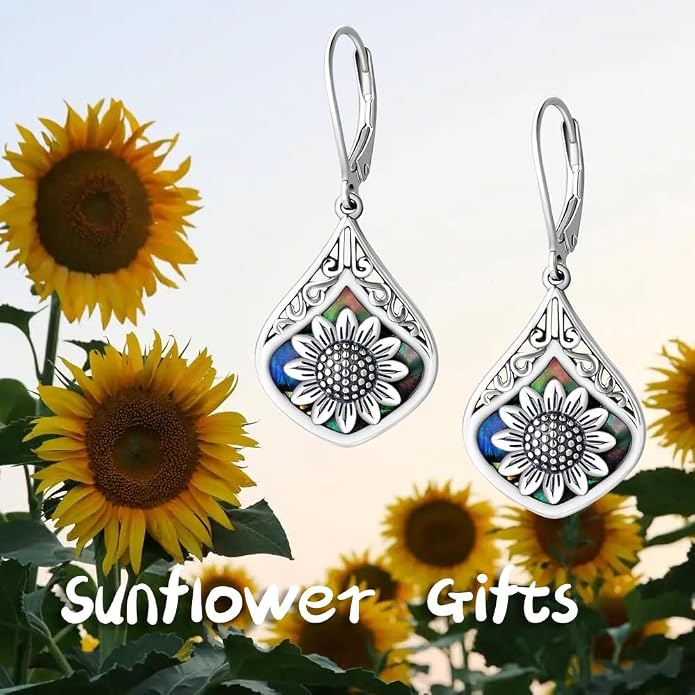 Sterling Silver Abalone Shell Filigree Dangle Drop Earrings Bohemia Jewelry Gift for Women Mother Mom